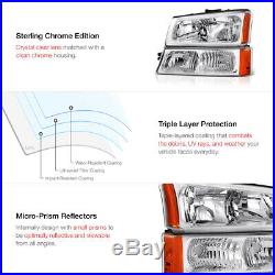03-06 Chevy Silverado 1500 2500 3500 Red Tail Brake Lamp Crystal Clear Headlight