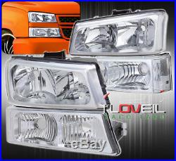 03-06 Silverado/Avanlance Chrome / Clear Crystal Style Bumper+Headlights Set