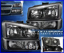 03-06 Silverado Black Headlights + Bumper Lamps With 6000K 8 Led Drl Fog Lights