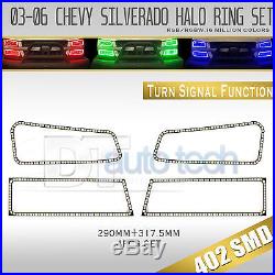 03-06 Silverado Bluetooth Angel Eyes LED RGB Headlight Halo Ring+Turn Signal Set