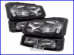 03-07 Chevy 1500/2500/3500 HD Black Clear Housing Headlights + Turn Signals