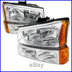 03-07 Chevy 1500/2500/3500 HD Chrome Amber Housing Headlights + Turn Signals