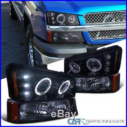 03-07 Silverado Avalanche Glossy Black Halo Projector Headlights+Bumper Lamps
