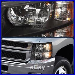 07-13 Chevy Silverado Replacement Head Lights Lamps Assembly Black Amber 08 09