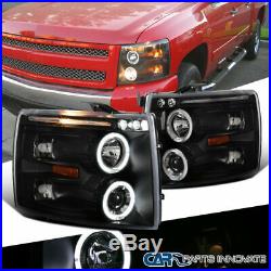 07-14 Chevy Silverado 1500 2500HD 3500HD Pickup Black Halo Projector Headlights