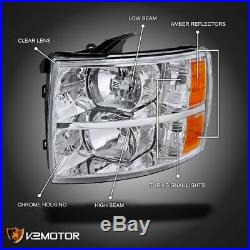 07-14 Chevy Silverado 1500/2500/3500 HD Chrome Headlights Pair Left+Right