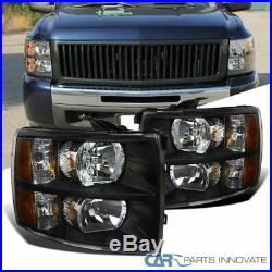 07-14 Chevy Silverado 1500 2500 3500 Pickup Black Headlights Head Lamps Pair