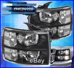 07-14 Chevy Silverado Direct Replacement Driving Head Lights Lamps Lh Rh Black