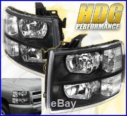 07-14 Silverado Replacement Driving Head Lights Lamps Pairs Assembly Unit Black