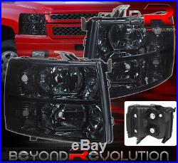 07-2013 Chevy Silverado Smoked Crystal Replacement Headlights Driver + Passenger