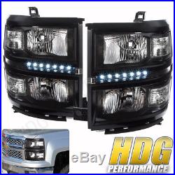 14 15 Chevrolet Silverado 1500 Black Housing Led Headlights Clear Reflectors