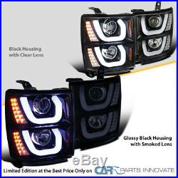 14-15 Chevy Silverado 1500 Glossy Black Halo Projector Headlights+LED Signal