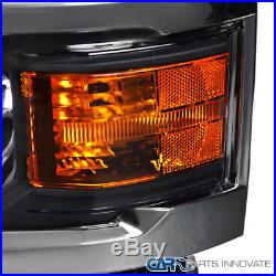14-15 Chevy Silverado 1500 Pickup Black Headlights Turning Signal Lamps Pair