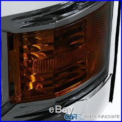 14-15 Chevy Silverado 1500 Pickup Smoke Lens Headlights Driving Head Lamps Pair