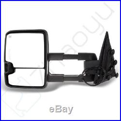 14-17 Silverado Sierra Black Towing Mirrors Power Heated Smoke LED Turn Signals