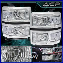 14-2015 Chevy Silverado 1500 Pickup Chrome Clear Headlights + Clear Turn Signals