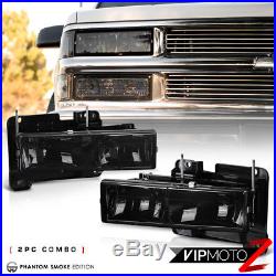 1995-1999 Chevy Tahoe Silverado Smoke 8PC Front Corner Bumper Head Lights Lamps