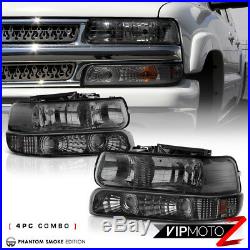 1999 2000 Chevrolet Silverado 2500 Smoke Bumper+Head Lamps Red LED Tail Light