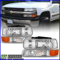 1999-2002 Chevy Silverado 00-06 Suburban Tahoe Headlights+Bumper Lights Lamps