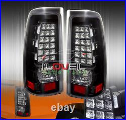 1999-2002 Chevy Silverado 1500 2500 Ls Lt Black Clear Lens LED Tail Lights Pair