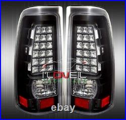 1999-2002 Chevy Silverado 1500 2500 Ls Lt Black Clear Lens LED Tail Lights Pair