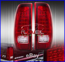 1999-2002 Chevy Silverado 1500 2500 Ls Lt Euro Red Lens Led Tail Lights Pair