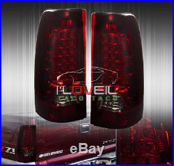 1999-2002 Chevy Silverado 1500 2500 Ls Lt Smoked Red Lens Led Tail Lights Pair
