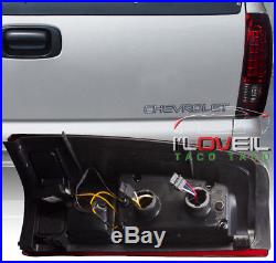 1999-2002 Chevy Silverado 1500 2500 Ls Lt Smoked Red Lens Led Tail Lights Pair