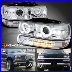 1999-2002 Silverado 2000-2006 Chevy Tahoe Projector Headlights+LED Bumper Light