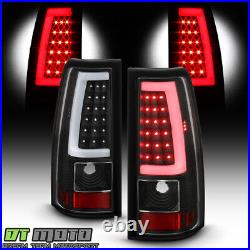 2003-2006 Chevy Silverado 1500 2500 3500 Black LED Tube Tail Lights Brake Lamps