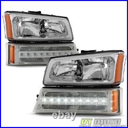 2003-2006 Chevy Silverado 1500 2500 3500 Headlights LED DRL Bumper Signal Lights