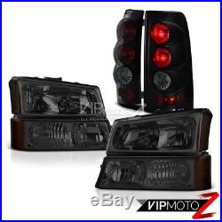 2003-2006 Chevy Silverado 6PC SINISTER BLACK Turn Signal Headlight Tail Lights