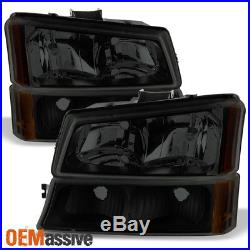 2003-2006 Chevy Silverado Avalanche Black Smoked Headlights Lamps+Bumper Lights