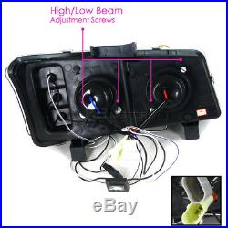 2003-2006 Chevy Silverado Halo LED Projector Headlights Black+Bumper Signal Lamp