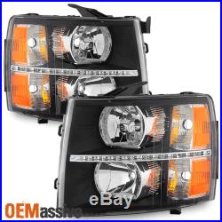 2007-2013 Chevy Silverado 1500 2007-2014 2500HD 3500HD Black LED Headlights Lamp