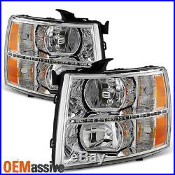 2007-2013 Chevy Silverado 1500 2007-2014 2500HD 3500HD Clear LED Headlights Lamp