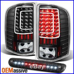 2007-2013 Chevy Silverado 1500 2500 3500 LED Black Tail Lights + 3rd Brake Lamp
