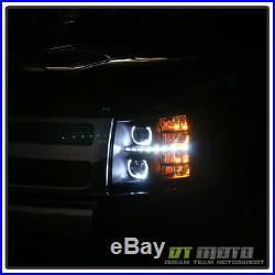2007-2013 Chevy Silverado 1500 2500 3500 SMD DRL LED Halo Projector Headlights