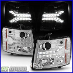 2007-2013 Chevy Silverado 1500 Dual LED Strip DRL Projector Headlamps Left+Right
