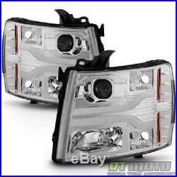 2007-2013 Chevy Silverado 1500 LED DRL Light Tube Projector Headlights Headlamps