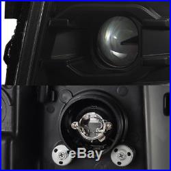 2007-2013 Chevy Silverado Dual DRL LED Tube Black Projector Headlights Lamps