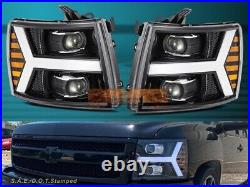 2007-2013 Chevy Silverado Projector Headlights Jet Black Led Turn Signal Pair