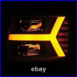 2007-2013 Chevy Silverado Projector Headlights Jet Black Led Turn Signal Pair