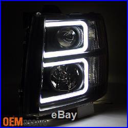 2007-2013 Silverado 1500 07-14 2500HD 3500HD Black LED Tube Projector Headlights