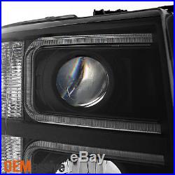 2007-2013 Silverado 1500 07-14 2500HD 3500HD Black LED Tube Projector Headlights