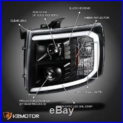 2007-2014 Chevy Silverado 1500 2500HD 3500HD LED DRL Projector Headlights Black