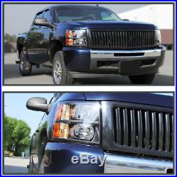 2007-2014 Chevy Silverado 1500/2500/3500HD Black Replacement Headlights PAIR
