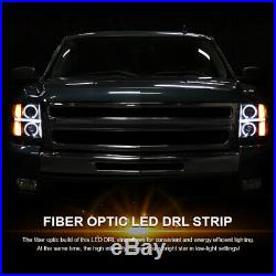 2007-2014 Chevy Silverado 1500 2500 3500 Halo+LED DRL Strip Projector Headlights