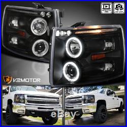 2007-2014 Chevy Silverado 1500/2500/3500 Halo LED Projector Headlights Black