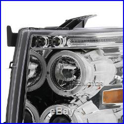 2007-2014 Chevy Silverado 1500/2500/3500 LED+Halo Projector Headlight Left+Right